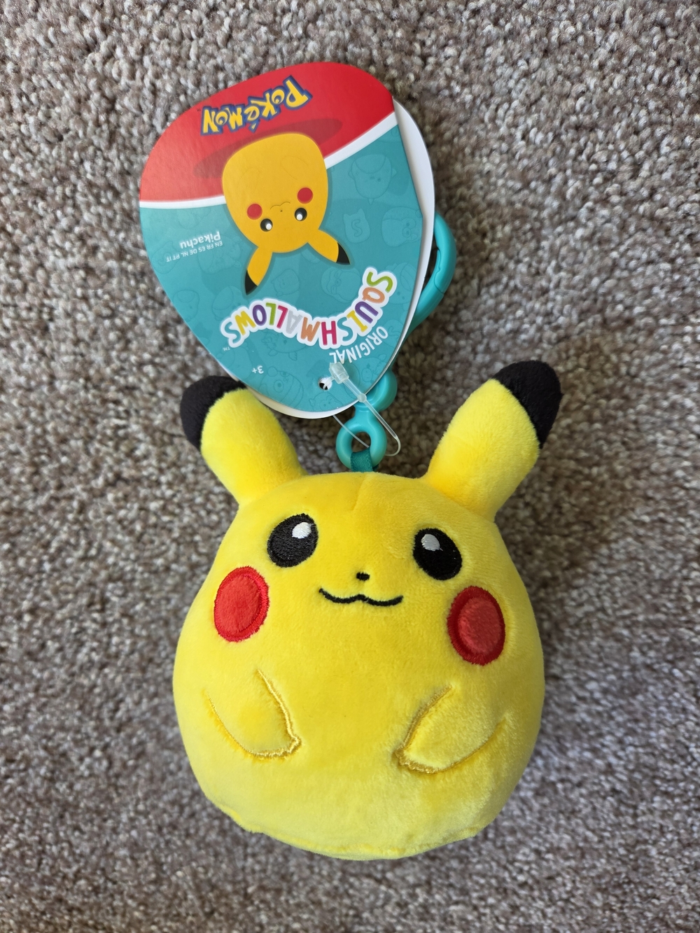 Pikachu Yellow Plush Keychain - Original Squishems
